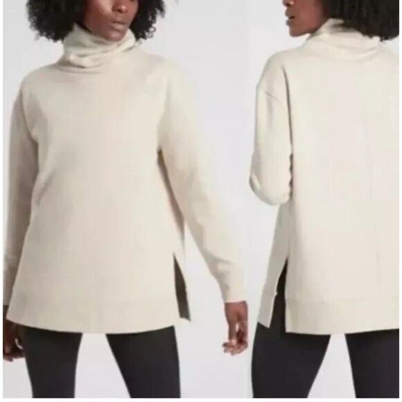 Athleta 24/7 Funnel Neck Sweatshirt Size Small Putty #502851 EUC - Picture 1 of 13